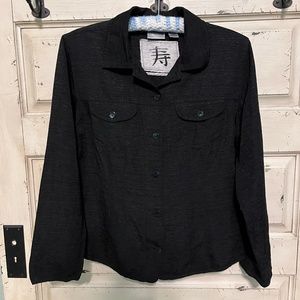 Chicos Black Linen Silk Top NWOT  Size 1 [Medium 8/10]